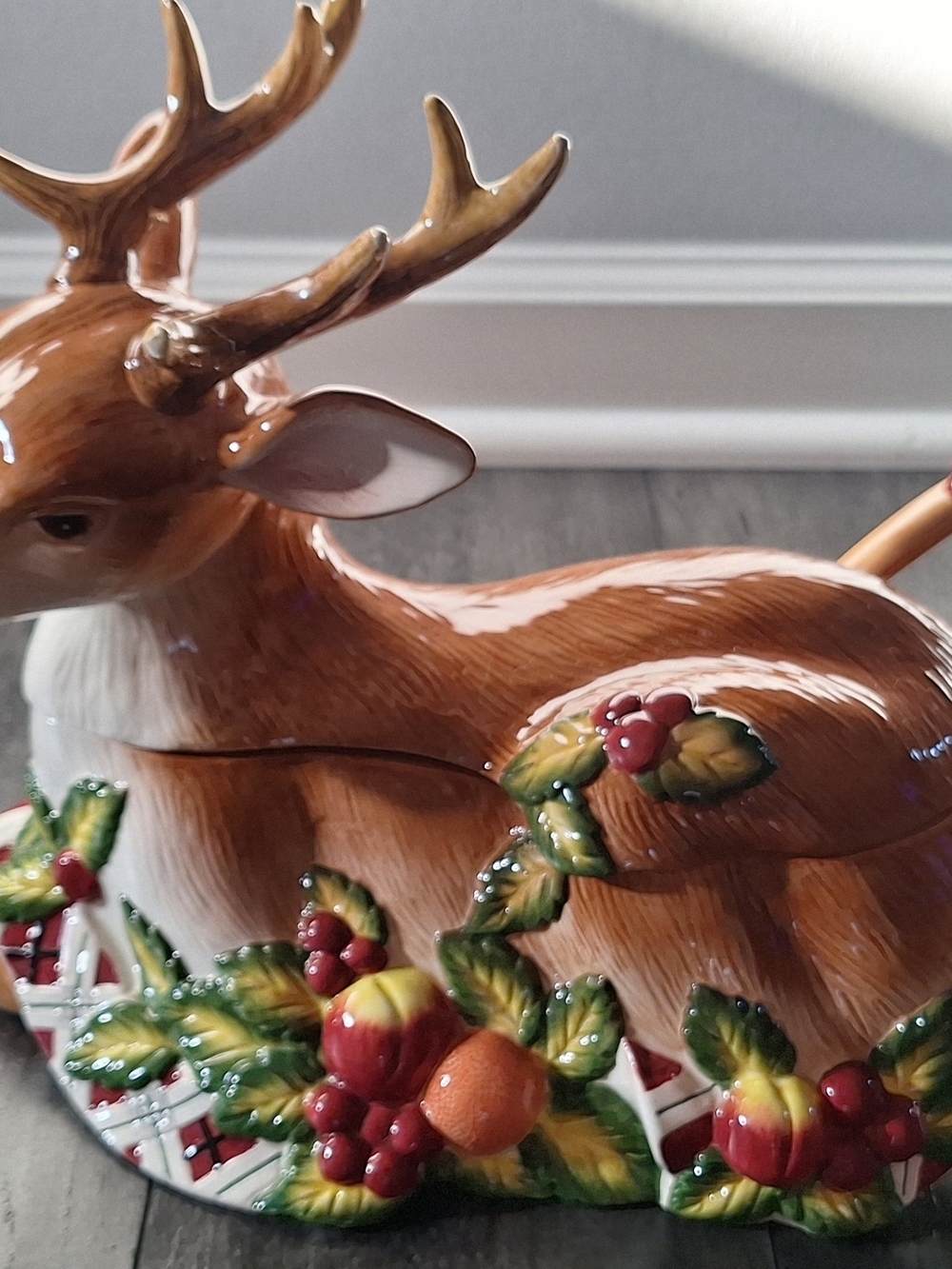 RARE Noritake Royal Hunt #3930 Reindeer Soup Tureen Lid & Ladle